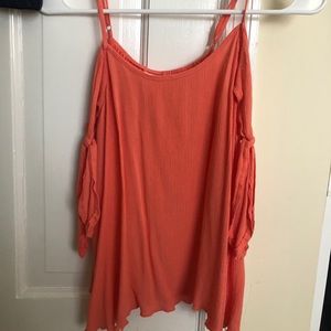 cold shoulder coral top